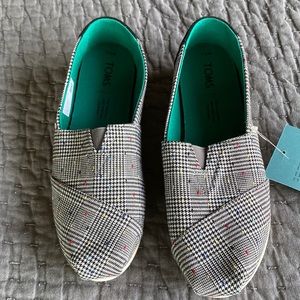 Toms Women Classic Black Dot Glen Plaid Size 6.5 NWT